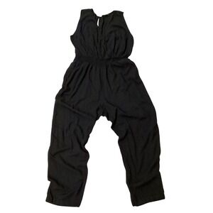 Abercrombie Fitch Black Sleeveless Elastic Waist Jumpsuit Womens L